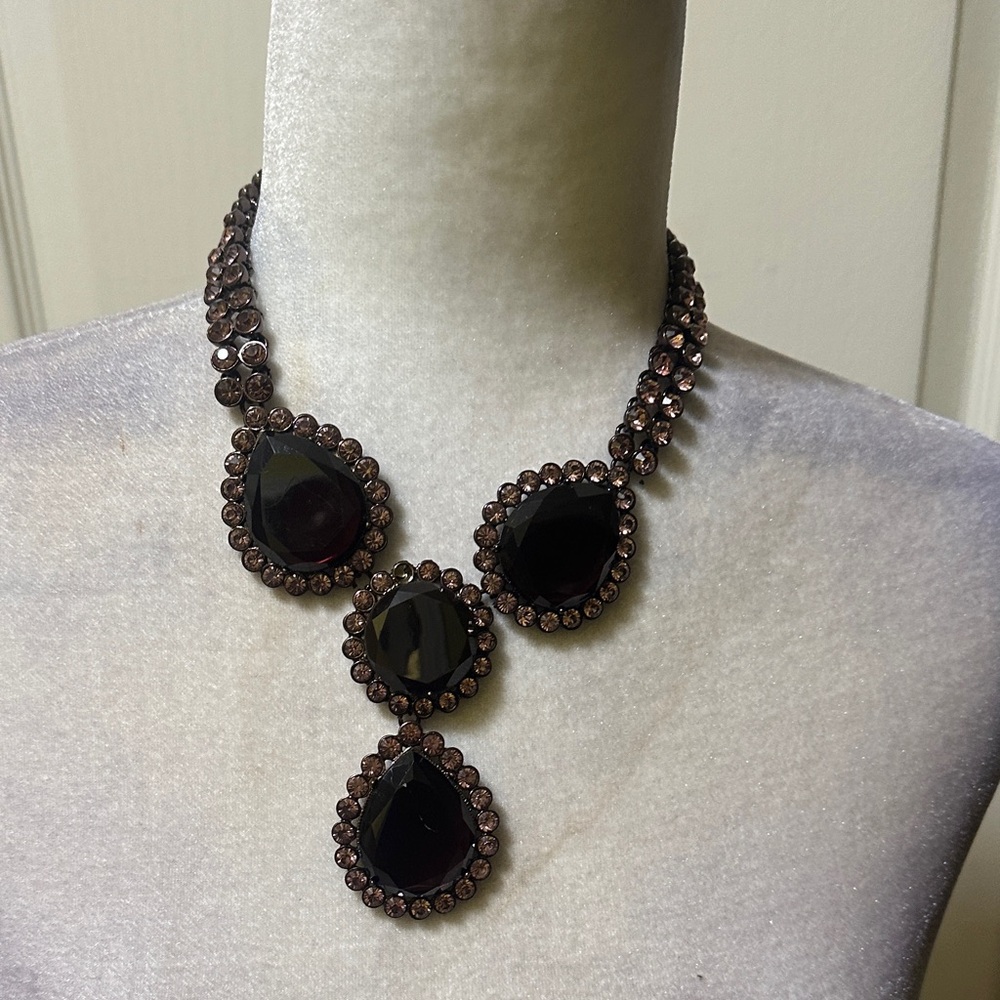Elegant Pink and Chocolate Brown Statement Necklace